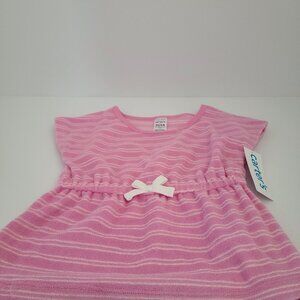 CARTER’S Toddler Girl Terry Swim Cover‑Up — Pink/White Striped | 2T